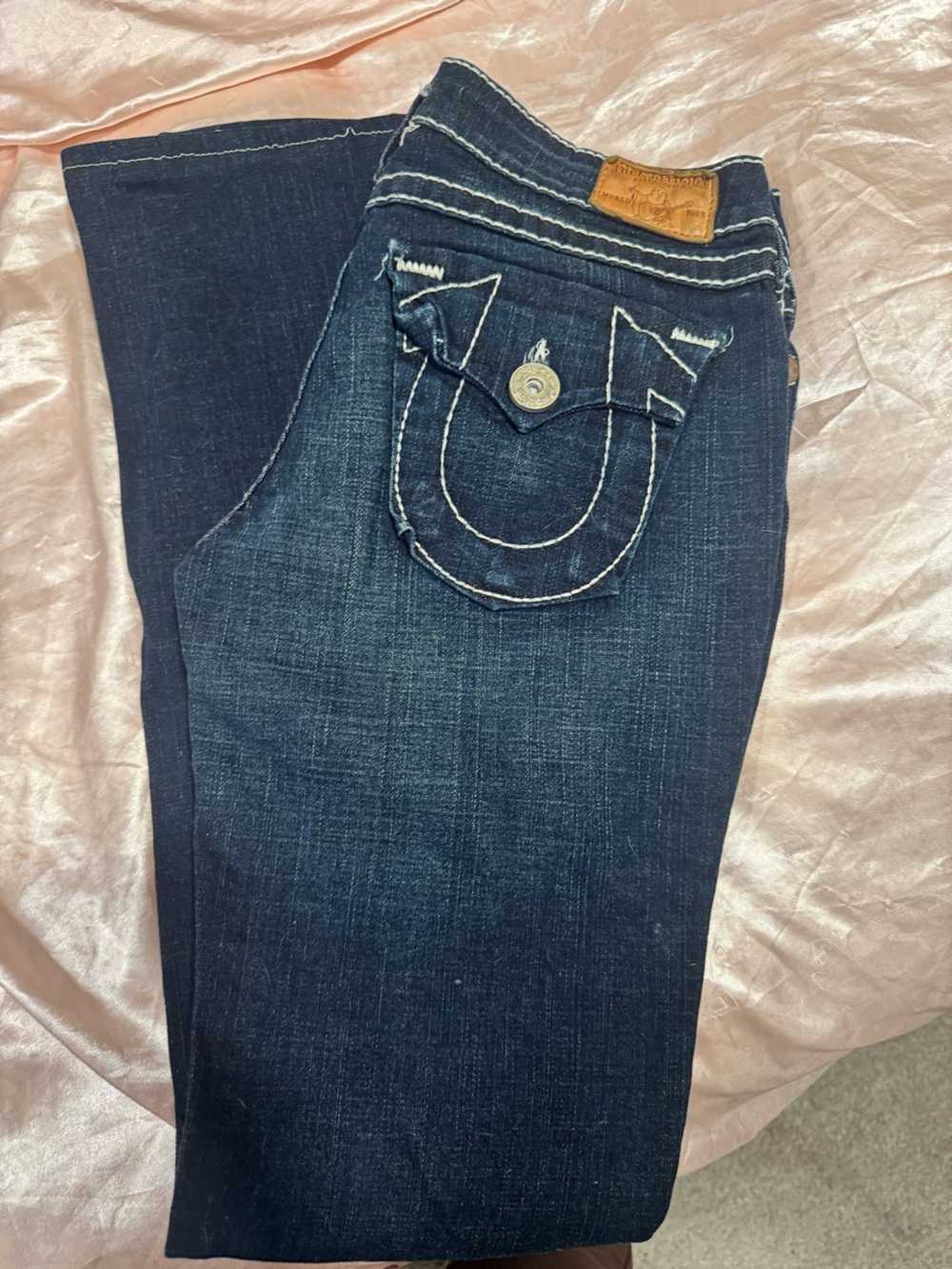 True religion Dark Blue Women's Denim Jeans with Contrast Stitching